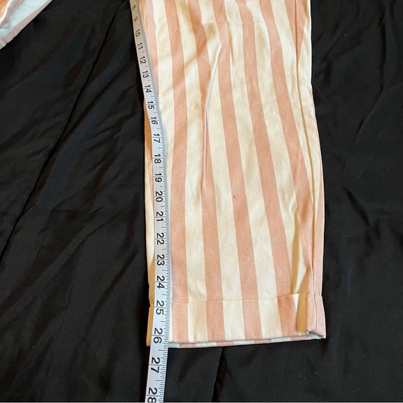 Forever 21 Women's Pink Stripped Straight Leg High Rise Pants Size Medium - Picture 12 of 14